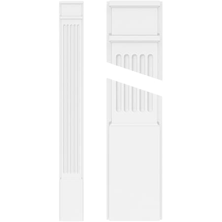 Fluted PVC Pilaster W/Decorative Capital & Base, 5W X 60H X 2P